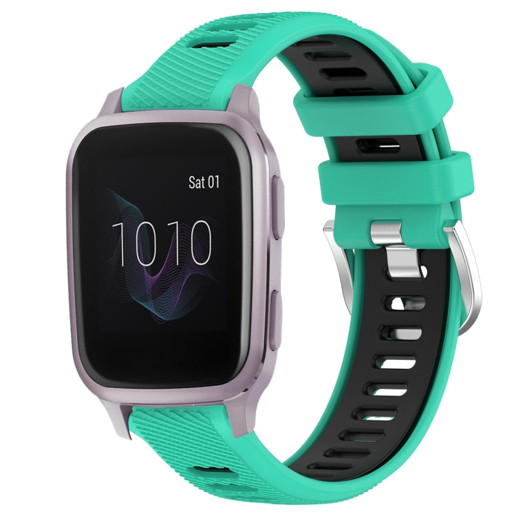 For Garmin Venu SQ 20mm Sports Two-Color Steel Buckle Silicone Watch Band(Lake Blue+Black) - Smart Wear by PMC TechLife | Online Shopping South Africa | PMC TechLife