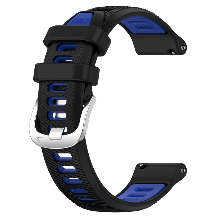 For Garmin VivoMove Style 20mm Sports Two-Color Steel Buckle Silicone Watch Band(Black+Blue) - Smart Wear by PMC TechLife | Online Shopping South Africa | PMC TechLife