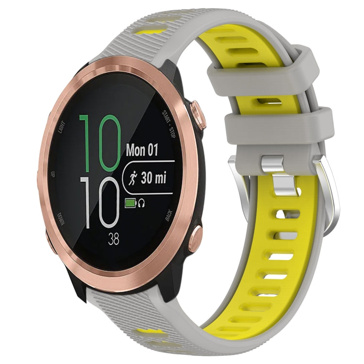 For Garmin Forerunner 645 20mm Sports Two-Color Steel Buckle Silicone Watch Band(Grey+Yellow) - Smart Wear by PMC TechLife | Online Shopping South Africa | PMC TechLife