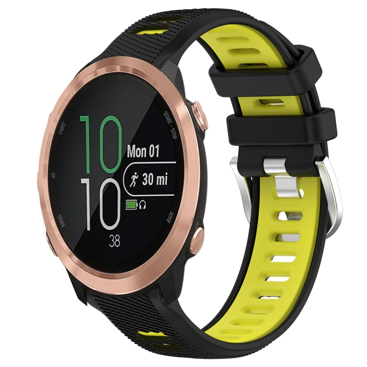 For Garmin Forerunner 645 Music 20mm Sports Two-Color Steel Buckle Silicone Watch Band(Black+Lime Green) - Smart Wear by PMC TechLife | Online Shopping South Africa | PMC TechLife