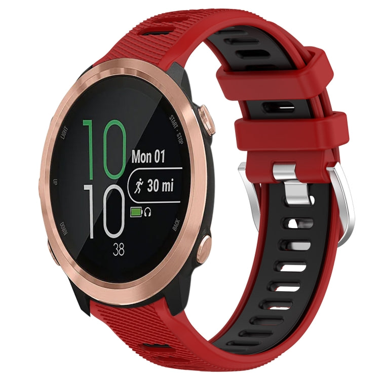 For Garmin Forerunner 645 Music 20mm Sports Two-Color Steel Buckle Silicone Watch Band(Red+Black) - Smart Wear by PMC TechLife | Online Shopping South Africa | PMC TechLife