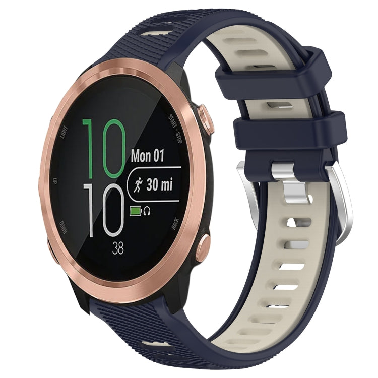 For Garmin Forerunner 645 Music 20mm Sports Two-Color Steel Buckle Silicone Watch Band(Midnight Blue+Starlight) - Smart Wear by PMC TechLife | Online Shopping South Africa | PMC TechLife