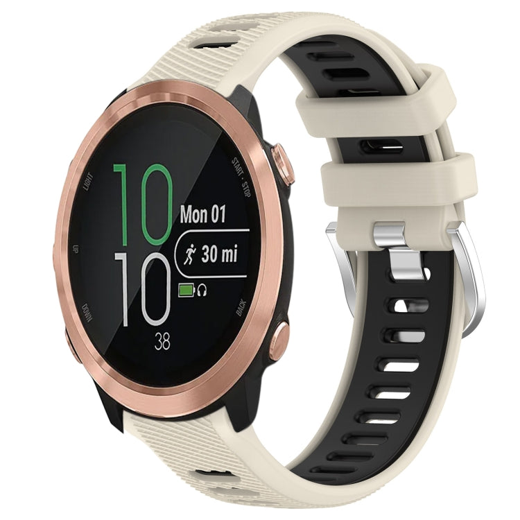 For Garmin Forerunner 645 Music 20mm Sports Two-Color Steel Buckle Silicone Watch Band(Starlight+Black) -  by PMC TechLife | Online Shopping South Africa | PMC TechLife