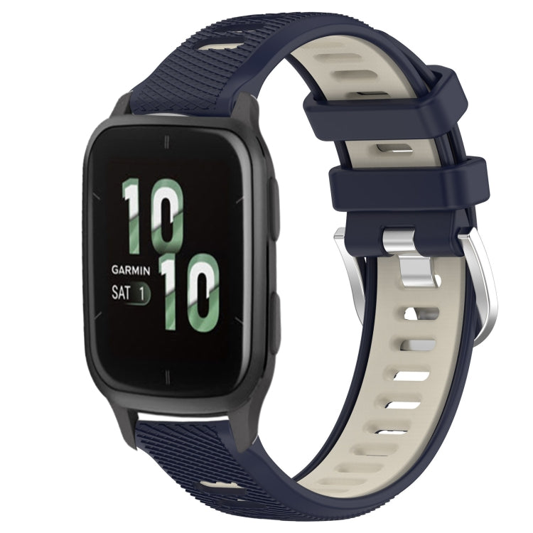 For Garmin Forerunner Sq2 20mm Sports Two-Color Steel Buckle Silicone Watch Band(Midnight Blue+Starlight) - Smart Wear by PMC TechLife | Online Shopping South Africa | PMC TechLife