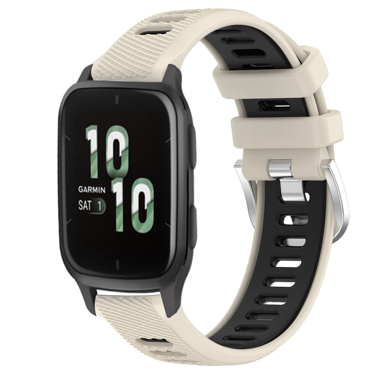 For Garmin Forerunner Sq2 20mm Sports Two-Color Steel Buckle Silicone Watch Band(Starlight+Black) - Smart Wear by PMC TechLife | Online Shopping South Africa | PMC TechLife