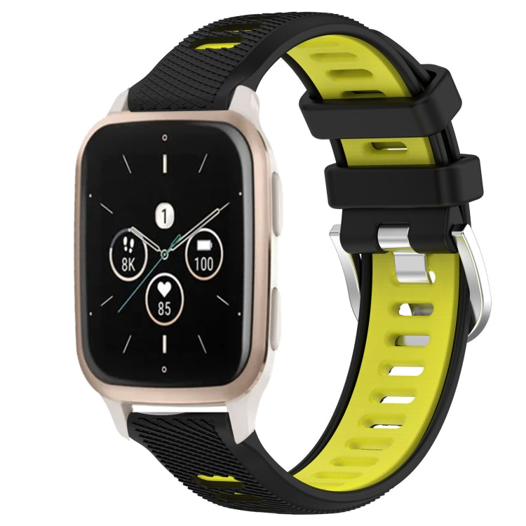 For Garmin Forerunner Sq2 Music 20mm Sports Two-Color Steel Buckle Silicone Watch Band(Black+Lime Green) - Smart Wear by PMC TechLife | Online Shopping South Africa | PMC TechLife
