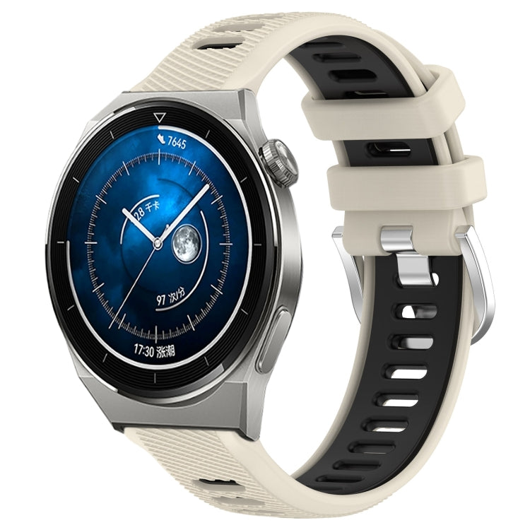 For Huawei Watch GT3 Pro 43mm 20mm Sports Two-Color Steel Buckle Silicone Watch Band(Starlight+Black) - Smart Wear by PMC TechLife | Online Shopping South Africa | PMC TechLife