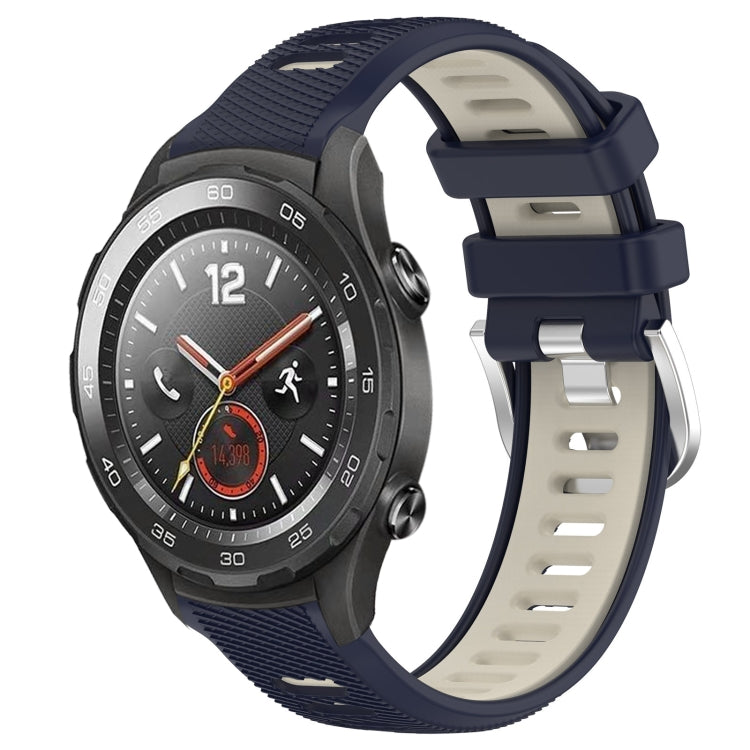 For Huawei Watch 2 20mm Sports Two-Color Steel Buckle Silicone Watch Band(Midnight Blue+Starlight) - Smart Wear by PMC TechLife | Online Shopping South Africa | PMC TechLife