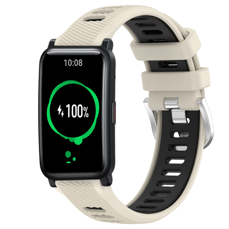 For Honor Watch ES 20mm Sports Two-Color Steel Buckle Silicone Watch Band(Starlight+Black) - Smart Wear by PMC TechLife | Online Shopping South Africa | PMC TechLife