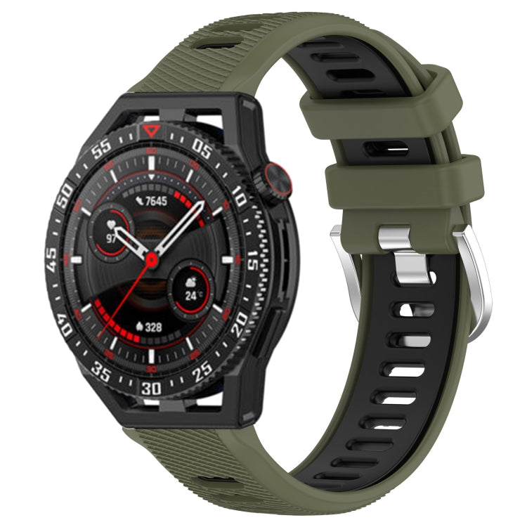 For Huawei Watch GT3 SE 22mm Sports Two-Color Steel Buckle Silicone Watch Band(Army Green+Black) - Smart Wear by PMC TechLife | Online Shopping South Africa | PMC TechLife