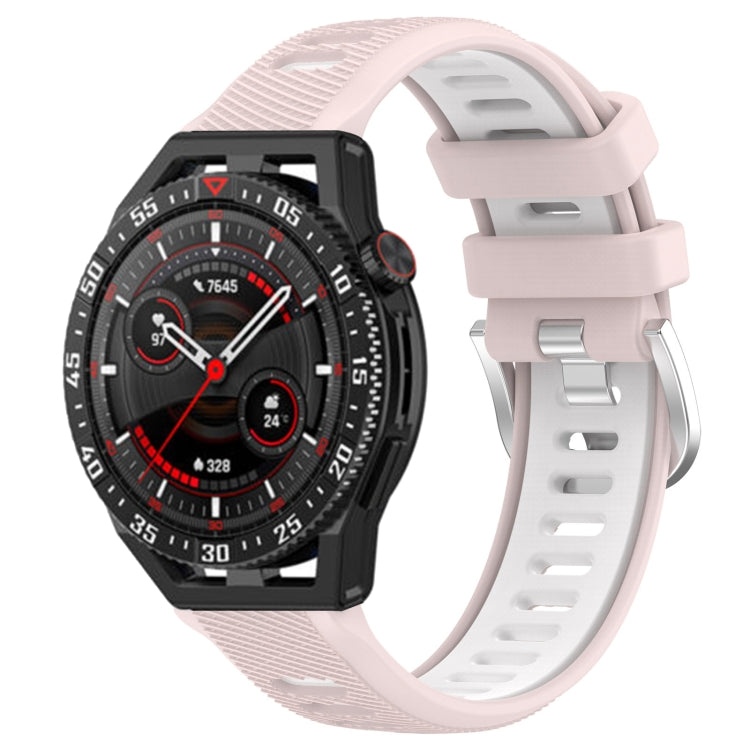 For Huawei Watch GT3 SE 22mm Sports Two-Color Steel Buckle Silicone Watch Band(Pink+White) - Smart Wear by PMC TechLife | Online Shopping South Africa | PMC TechLife
