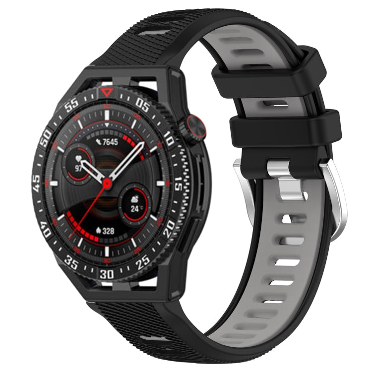 For Huawei Watch GT3 SE 22mm Sports Two-Color Steel Buckle Silicone Watch Band(Black+Grey) - Smart Wear by PMC TechLife | Online Shopping South Africa | PMC TechLife