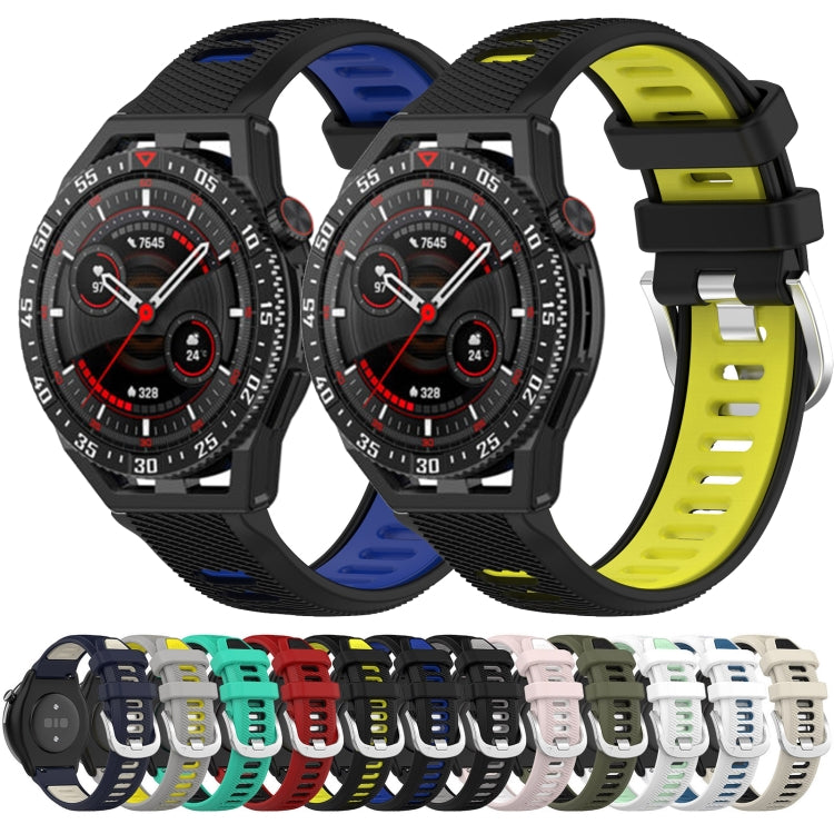 For Honor Watch GS Pro 22mm Sports Two-Color Steel Buckle Silicone Watch Band(Starlight+Black) - Smart Wear by PMC TechLife | Online Shopping South Africa | PMC TechLife