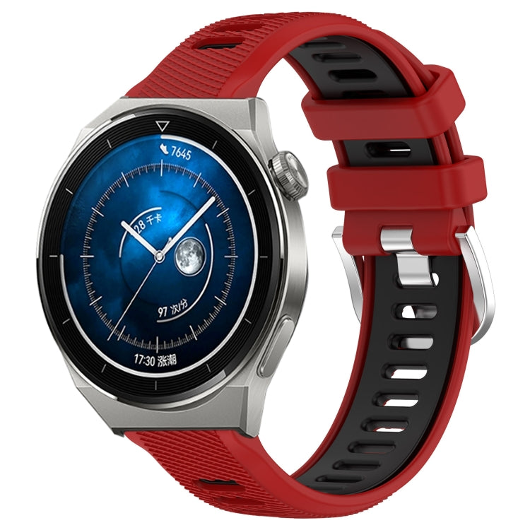 For Huawei Watch GT3 Pro 46mm 22mm Sports Two-Color Steel Buckle Silicone Watch Band(Red+Black) - Smart Wear by PMC TechLife | Online Shopping South Africa | PMC TechLife
