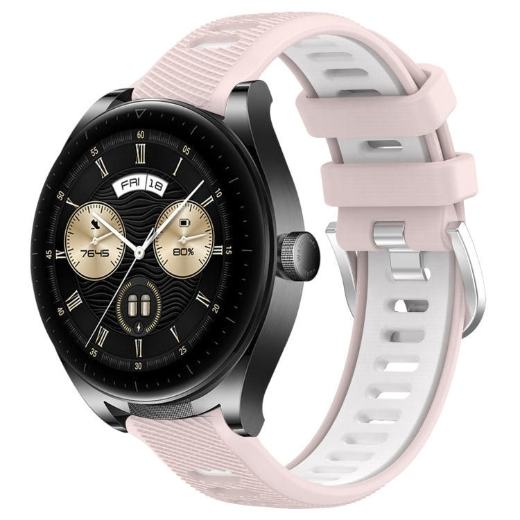 For Huawei Watch Buds 22mm Sports Two-Color Steel Buckle Silicone Watch Band(Pink+White) - Smart Wear by PMC TechLife | Online Shopping South Africa | PMC TechLife