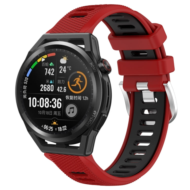 For Huawei Watch GT Runner 22mm Sports Two-Color Steel Buckle Silicone Watch Band(Red+Black) - Smart Wear by PMC TechLife | Online Shopping South Africa | PMC TechLife