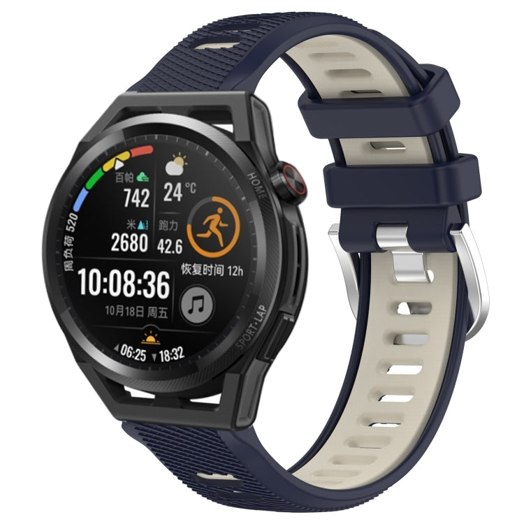 For Huawei Watch GT Runner 22mm Sports Two-Color Steel Buckle Silicone Watch Band(Midnight Blue+Starlight) - Smart Wear by PMC TechLife | Online Shopping South Africa | PMC TechLife