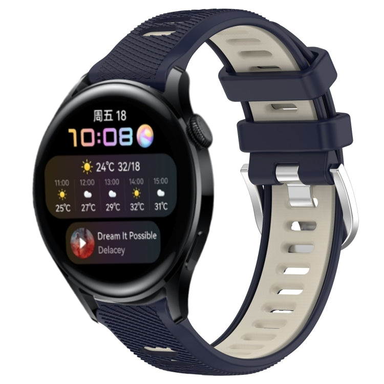 For Huawei Watch 3 22mm Sports Two-Color Steel Buckle Silicone Watch Band(Midnight Blue+Starlight) - Smart Wear by PMC TechLife | Online Shopping South Africa | PMC TechLife