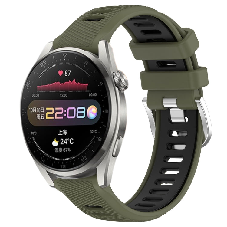For Huawei Watch 3 Pro 22mm Sports Two-Color Steel Buckle Silicone Watch Band(Army Green+Black) - Smart Wear by PMC TechLife | Online Shopping South Africa | PMC TechLife