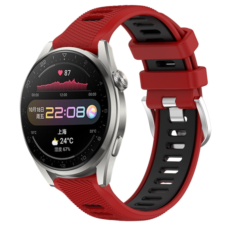For Huawei Watch 3 Pro 22mm Sports Two-Color Steel Buckle Silicone Watch Band(Red+Black) - Smart Wear by PMC TechLife | Online Shopping South Africa | PMC TechLife