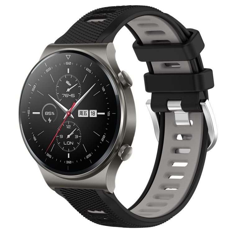 For Huawei GT2 Pro 22mm Sports Two-Color Steel Buckle Silicone Watch Band(Black+Grey) - Smart Wear by PMC TechLife | Online Shopping South Africa | PMC TechLife