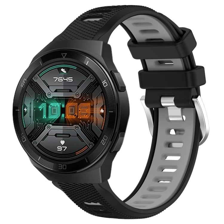 For Huawei Watch GT 2E 22mm Sports Two-Color Steel Buckle Silicone Watch Band(Black+Grey) - Smart Wear by PMC TechLife | Online Shopping South Africa | PMC TechLife