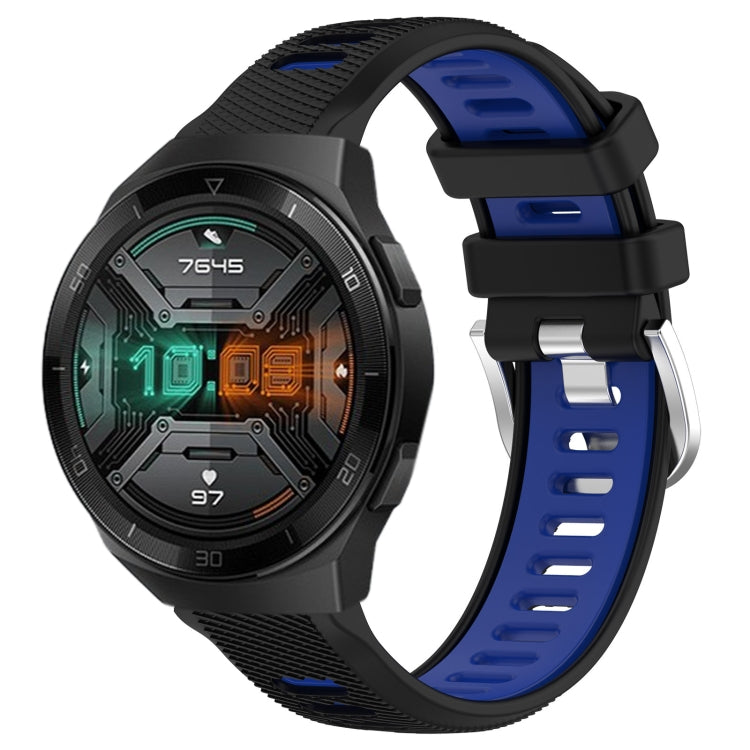 For Huawei Watch GT 2E 22mm Sports Two-Color Steel Buckle Silicone Watch Band(Black+Blue) - Smart Wear by PMC TechLife | Online Shopping South Africa | PMC TechLife