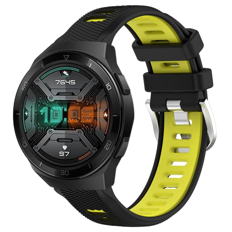 For Huawei Watch GT 2E 22mm Sports Two-Color Steel Buckle Silicone Watch Band(Black+Lime Green) - Smart Wear by PMC TechLife | Online Shopping South Africa | PMC TechLife