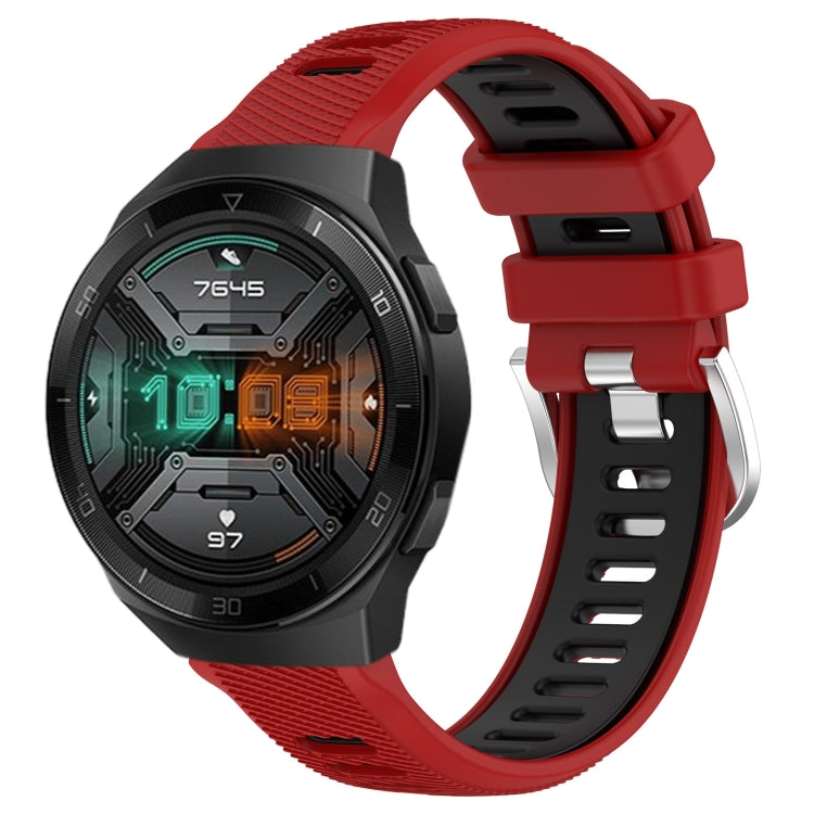 For Huawei Watch GT 2E 22mm Sports Two-Color Steel Buckle Silicone Watch Band(Red+Black) - Smart Wear by PMC TechLife | Online Shopping South Africa | PMC TechLife