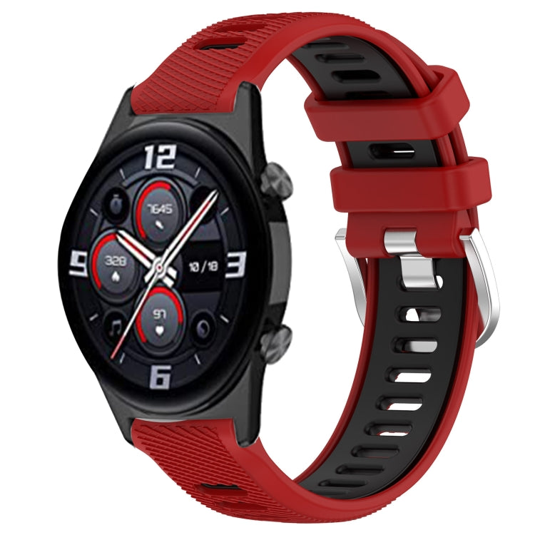 For Honor Watch GS 3i 22mm Sports Two-Color Steel Buckle Silicone Watch Band(Red+Black) - Smart Wear by PMC TechLife | Online Shopping South Africa | PMC TechLife