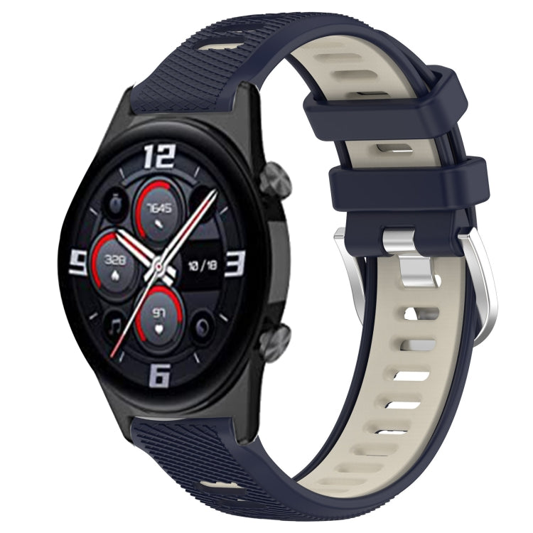 For Honor Watch GS 3i 22mm Sports Two-Color Steel Buckle Silicone Watch Band(Midnight Blue+Starlight) - Smart Wear by PMC TechLife | Online Shopping South Africa | PMC TechLife
