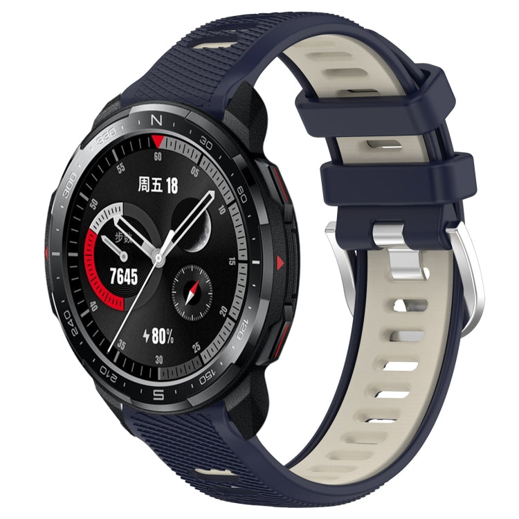 For Honor Watch GS Pro 22mm Sports Two-Color Steel Buckle Silicone Watch Band(Midnight Blue+Starlight) - Smart Wear by PMC TechLife | Online Shopping South Africa | PMC TechLife
