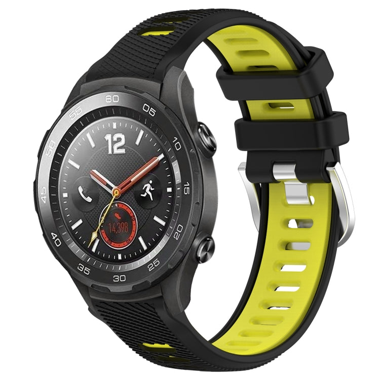 For Honor Magic Watch 2 46mm 22mm Sports Two-Color Steel Buckle Silicone Watch Band(Black+Lime Green) - Smart Wear by PMC TechLife | Online Shopping South Africa | PMC TechLife