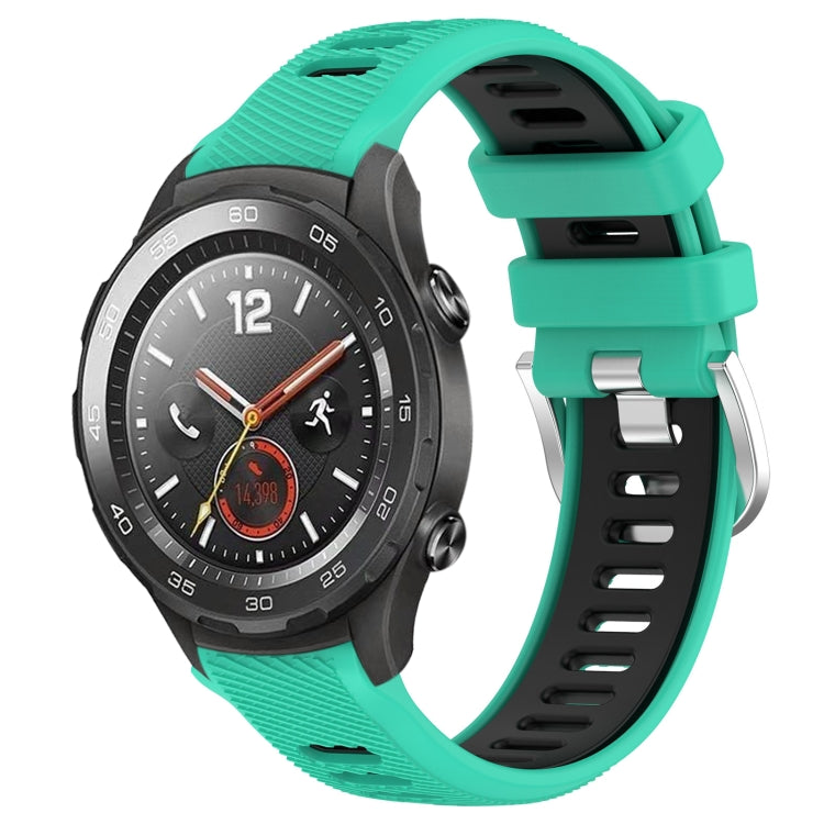 For Honor Magic Watch 2 46mm 22mm Sports Two-Color Steel Buckle Silicone Watch Band(Lake Blue+Black) - Smart Wear by PMC TechLife | Online Shopping South Africa | PMC TechLife