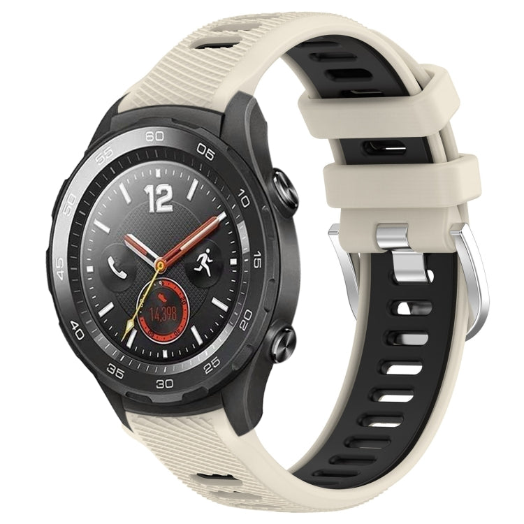 For Honor Magic Watch 2 46mm 22mm Sports Two-Color Steel Buckle Silicone Watch Band(Starlight+Black) - Smart Wear by PMC TechLife | Online Shopping South Africa | PMC TechLife
