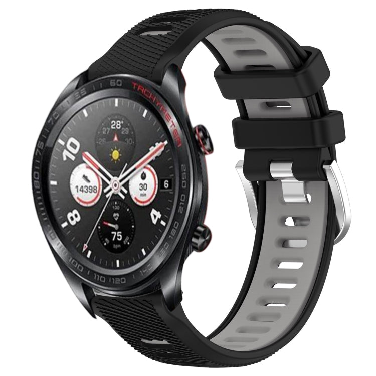 For Honor Watch Dream 22mm Sports Two-Color Steel Buckle Silicone Watch Band(Black+Grey) - Smart Wear by PMC TechLife | Online Shopping South Africa | PMC TechLife