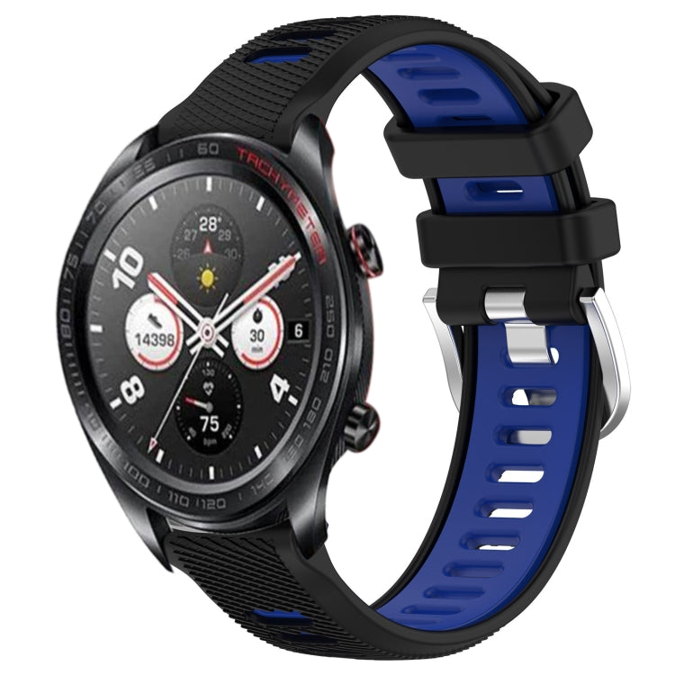 For Honor Watch Dream 22mm Sports Two-Color Steel Buckle Silicone Watch Band(Black+Blue) - Smart Wear by PMC TechLife | Online Shopping South Africa | PMC TechLife