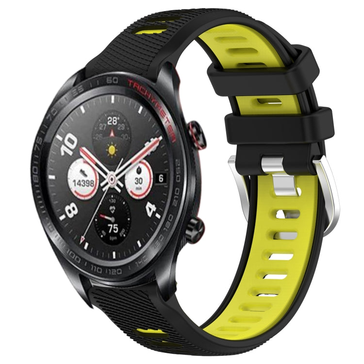 For Honor Watch Dream 22mm Sports Two-Color Steel Buckle Silicone Watch Band(Black+Lime Green) - Smart Wear by PMC TechLife | Online Shopping South Africa | PMC TechLife