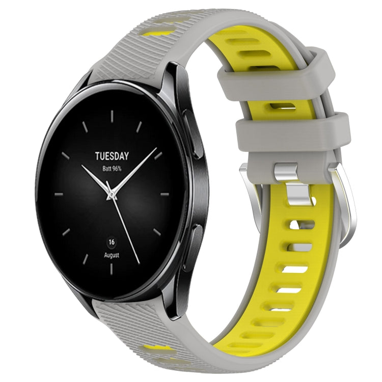 For Xiaomi Watch S2 42mm 22mm Sports Two-Color Steel Buckle Silicone Watch Band(Grey+Yellow) - Smart Wear by PMC TechLife | Online Shopping South Africa | PMC TechLife