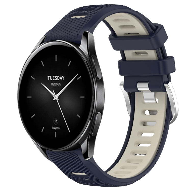 For Xiaomi Watch S2 42mm 22mm Sports Two-Color Steel Buckle Silicone Watch Band(Midnight Blue+Starlight) - Smart Wear by PMC TechLife | Online Shopping South Africa | PMC TechLife