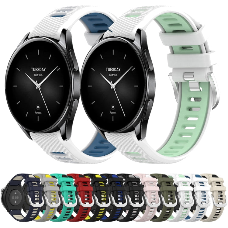 For Xiaomi MI Watch S1 22mm Sports Two-Color Steel Buckle Silicone Watch Band(Black+Grey) - Smart Wear by PMC TechLife | Online Shopping South Africa | PMC TechLife