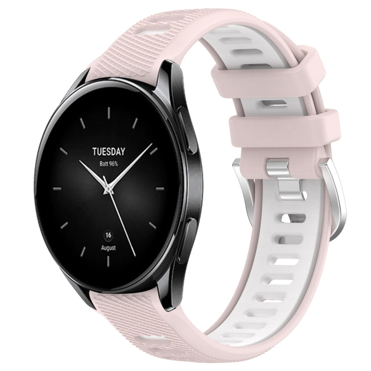 For Xiaomi Watch S2 46mm 22mm Sports Two-Color Steel Buckle Silicone Watch Band(Pink+White) - Smart Wear by PMC TechLife | Online Shopping South Africa | PMC TechLife