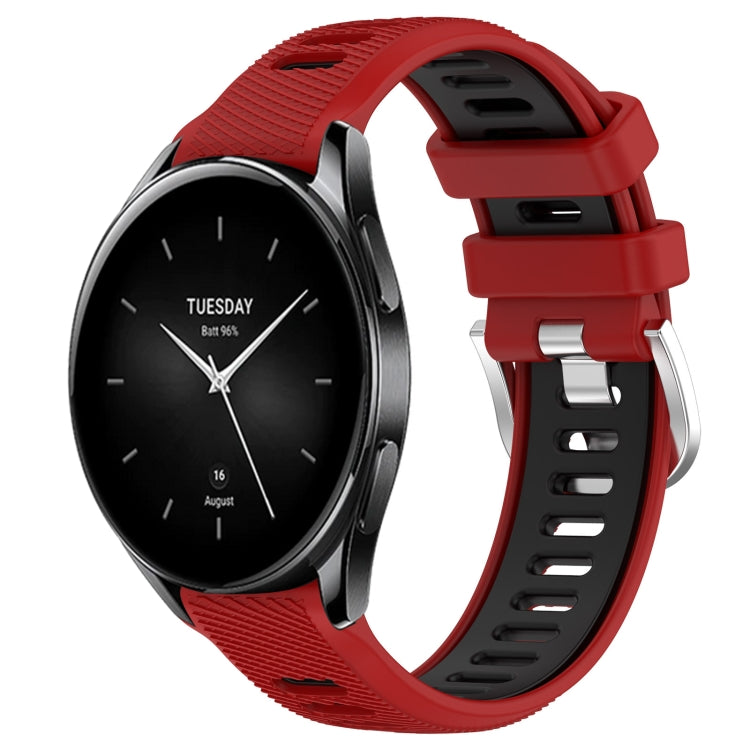 For Xiaomi Watch S2 46mm 22mm Sports Two-Color Steel Buckle Silicone Watch Band(Red+Black) - Smart Wear by PMC TechLife | Online Shopping South Africa | PMC TechLife