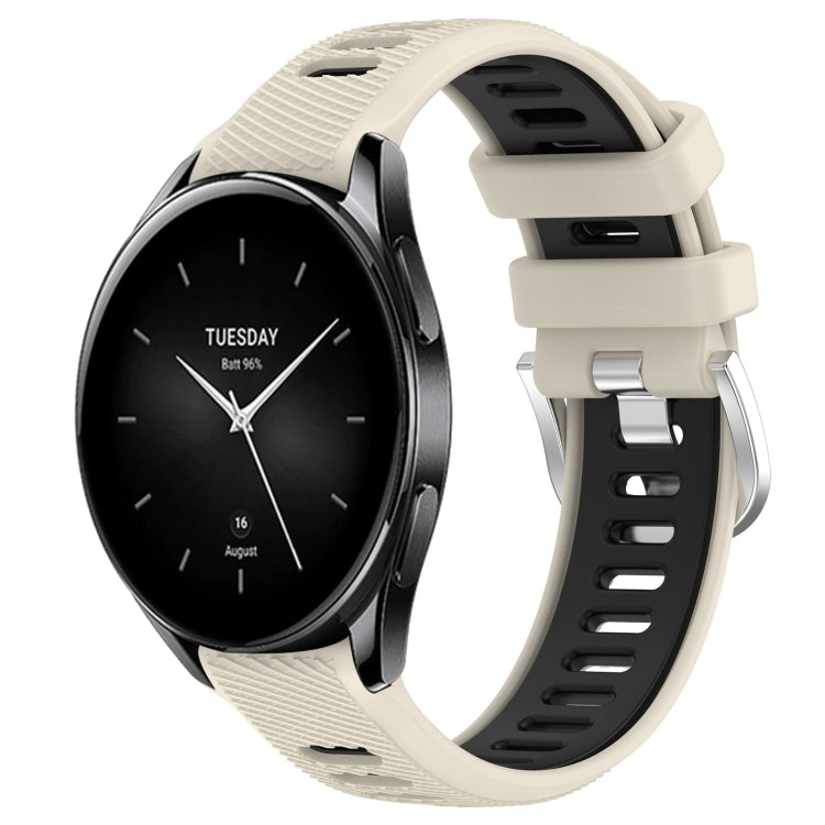 For Xiaomi Watch S2 46mm 22mm Sports Two-Color Steel Buckle Silicone Watch Band(Starlight+Black) - Smart Wear by PMC TechLife | Online Shopping South Africa | PMC TechLife