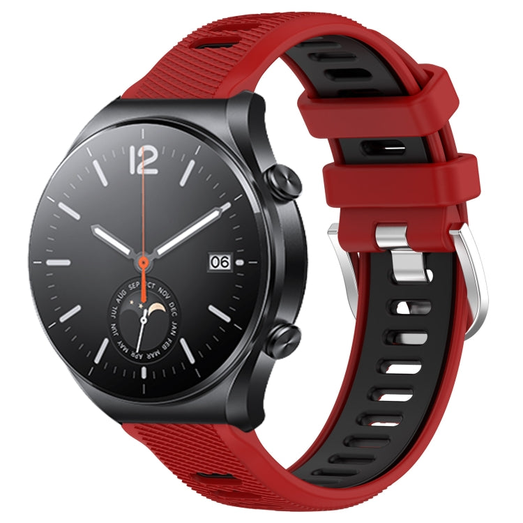 For Xiaomi MI Watch S1 22mm Sports Two-Color Steel Buckle Silicone Watch Band(Red+Black) - Smart Wear by PMC TechLife | Online Shopping South Africa | PMC TechLife