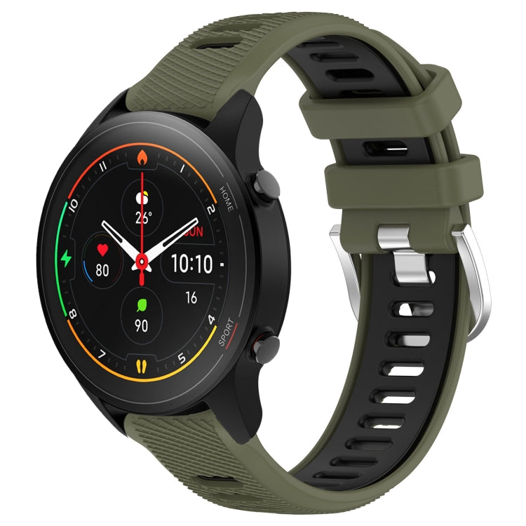 For Xiaomi MI Watch S1 Pro 22mm Sports Two-Color Steel Buckle Silicone Watch Band(Army Green+Black) - Smart Wear by PMC TechLife | Online Shopping South Africa | PMC TechLife