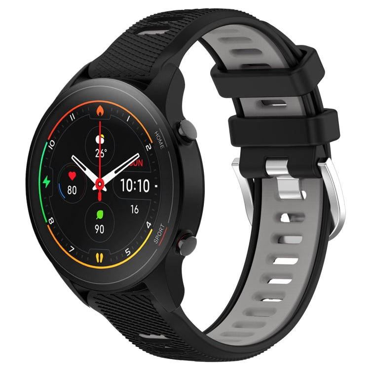 For Xiaomi MI Watch S1 Pro 22mm Sports Two-Color Steel Buckle Silicone Watch Band(Black+Grey) - Smart Wear by PMC TechLife | Online Shopping South Africa | PMC TechLife