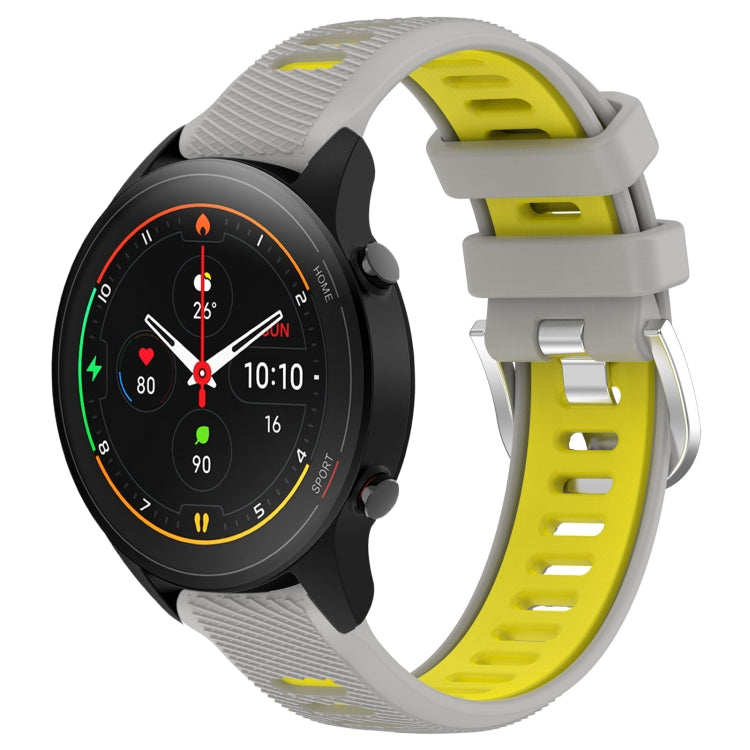 For Xiaomi MI Watch S1 Pro 22mm Sports Two-Color Steel Buckle Silicone Watch Band(Grey+Yellow) - Smart Wear by PMC TechLife | Online Shopping South Africa | PMC TechLife