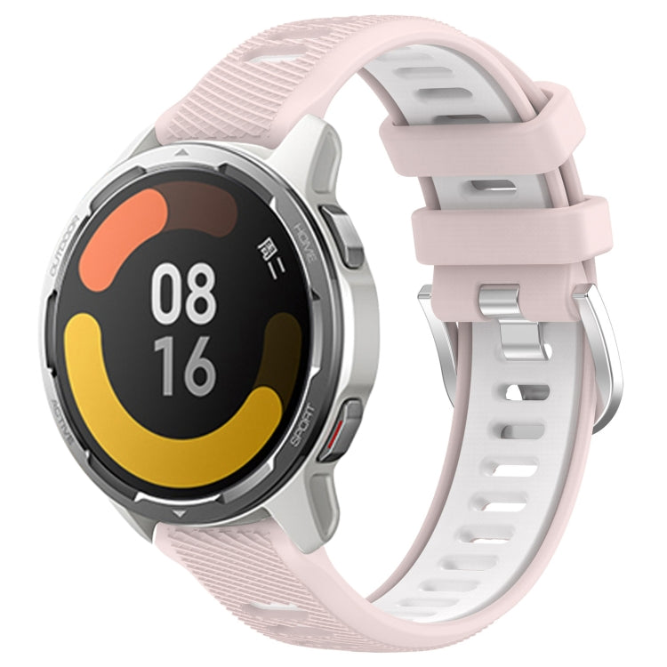 For Xiaomi Watch S1 Active 22mm Sports Two-Color Steel Buckle Silicone Watch Band(Pink+White) - Smart Wear by PMC TechLife | Online Shopping South Africa | PMC TechLife