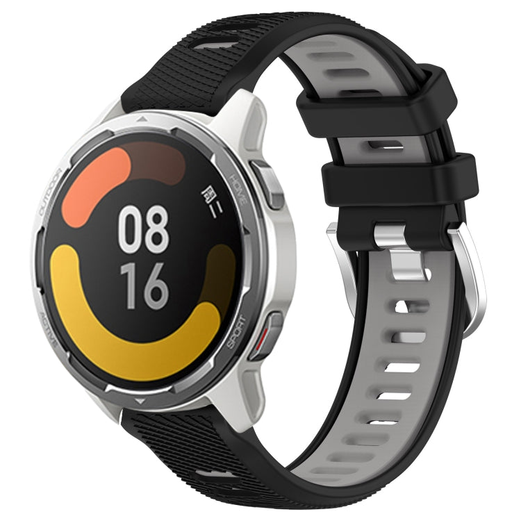 For Xiaomi Watch S1 Active 22mm Sports Two-Color Steel Buckle Silicone Watch Band(Black+Grey) - Smart Wear by PMC TechLife | Online Shopping South Africa | PMC TechLife